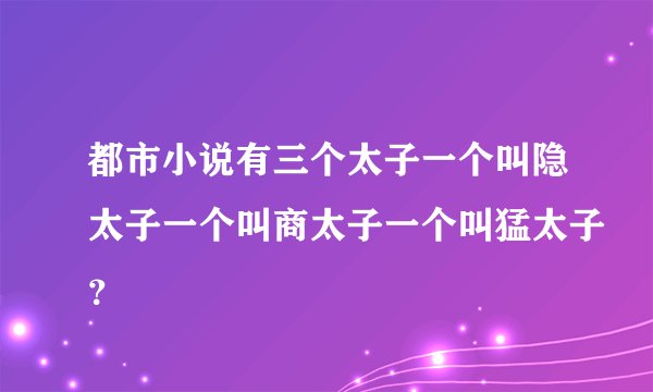 都市小说有三个太子一个叫隐太子一个叫商太子一个叫猛太子？