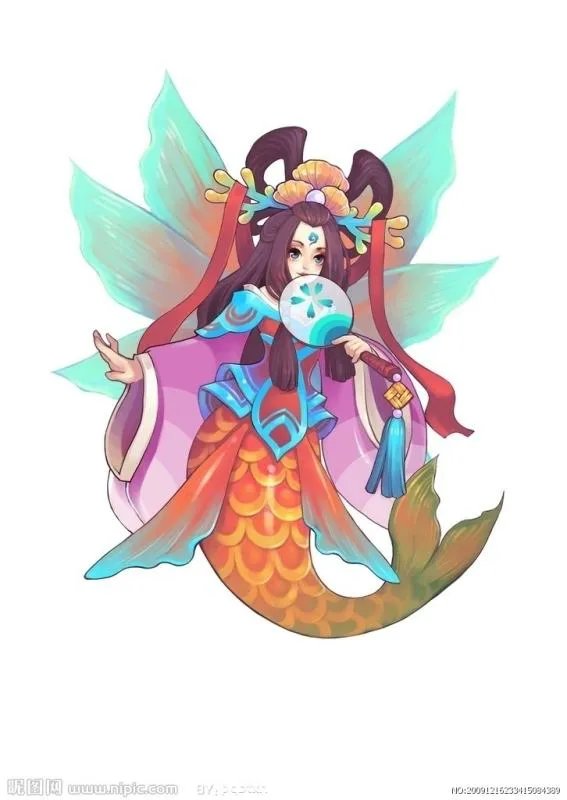 漂亮的红尾美人鱼，或者红鲤鱼图，最好是动漫图