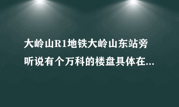 大岭山R1地铁大岭山东站旁听说有个万科的楼盘具体在哪个位置啊，求大神指点……