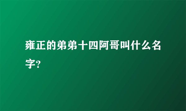 雍正的弟弟十四阿哥叫什么名字？