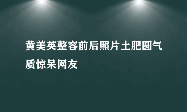 黄美英整容前后照片土肥圆气质惊呆网友