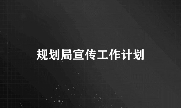 规划局宣传工作计划