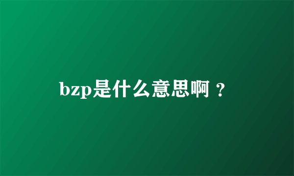 bzp是什么意思啊 ？