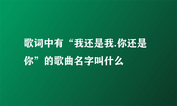 歌词中有“我还是我.你还是你”的歌曲名字叫什么
