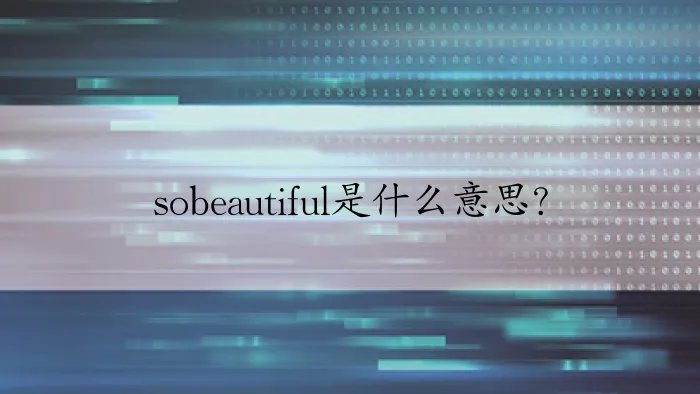 sobeautiful是什么意思?