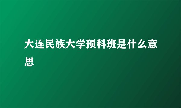 大连民族大学预科班是什么意思