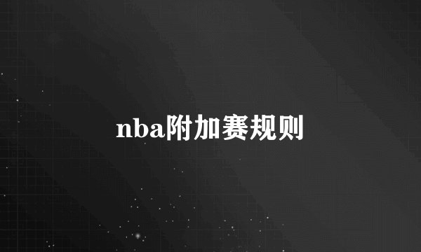 nba附加赛规则