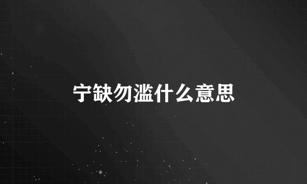 宁缺勿滥什么意思