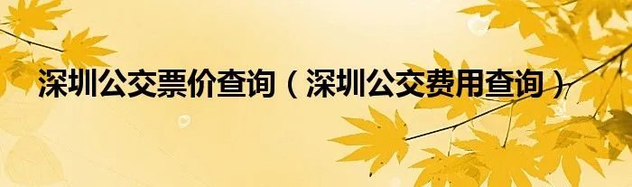 深圳公交票价查询（深圳公交费用查询）