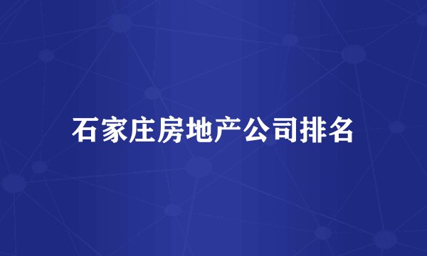 石家庄房地产公司排名
