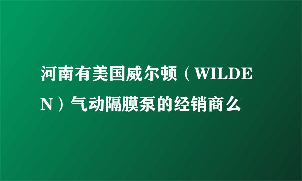 河南有美国威尔顿(WILDEN)气动隔膜泵的经销商么