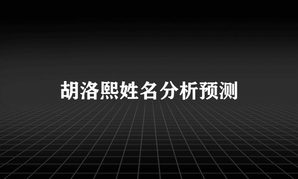 胡洛熙姓名分析预测