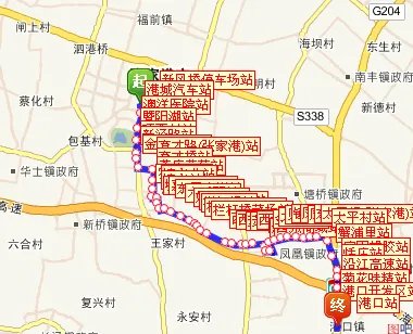 张家港212路公交车的路线图