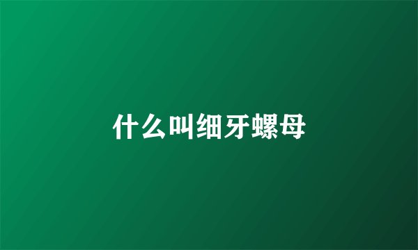 什么叫细牙螺母