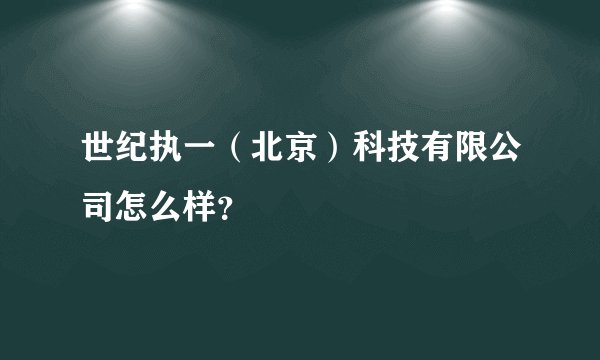 世纪执一（北京）科技有限公司怎么样？
