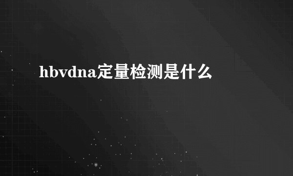 hbvdna定量检测是什么