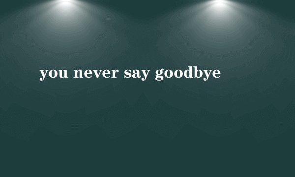 you never say goodbye