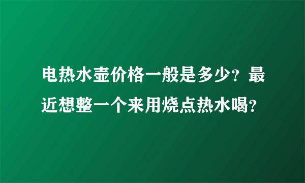 电热水壶价格一般是多少？最近想整一个来用烧点热水喝？
