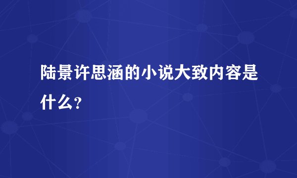 陆景许思涵的小说大致内容是什么？