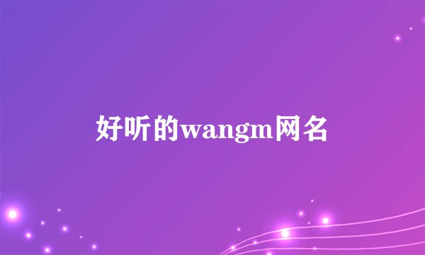 好听的wangm网名
