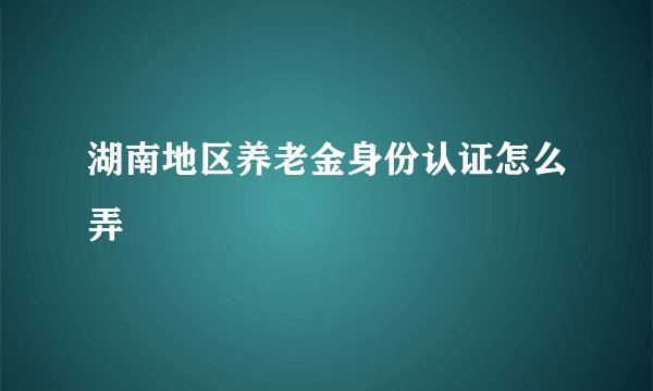 湖南地区养老金身份认证怎么弄