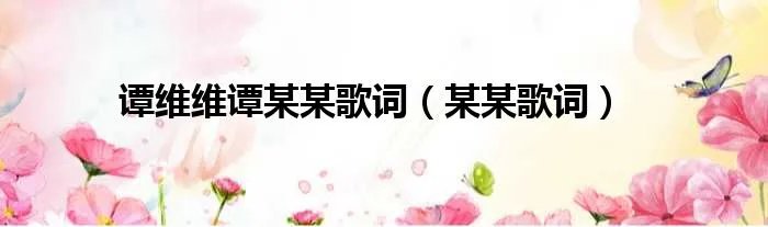 谭维维谭某某歌词（某某歌词）