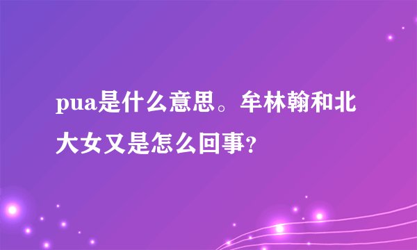 pua是什么意思。牟林翰和北大女又是怎么回事？