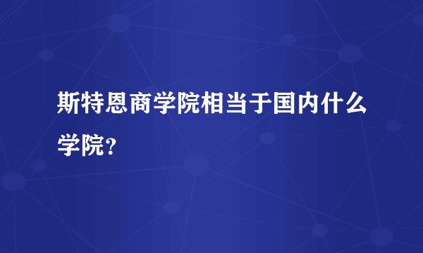 斯特恩商学院相当于国内什么学院？