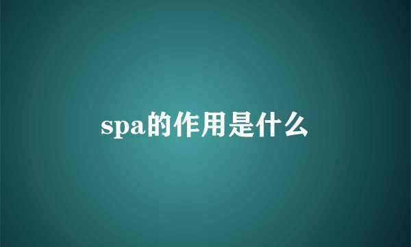 spa的作用是什么