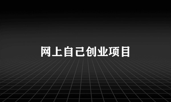 网上自己创业项目
