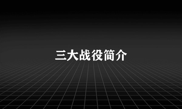 三大战役简介