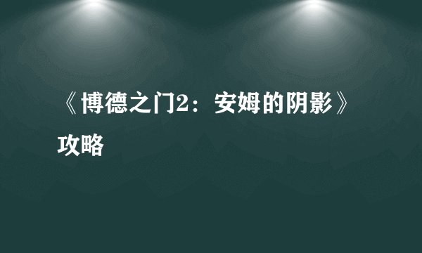 《博德之门2：安姆的阴影》攻略