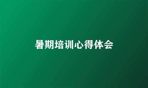 暑期培训心得体会