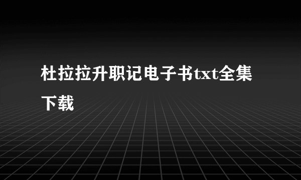 杜拉拉升职记电子书txt全集下载