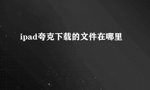 ipad夸克下载的文件在哪里