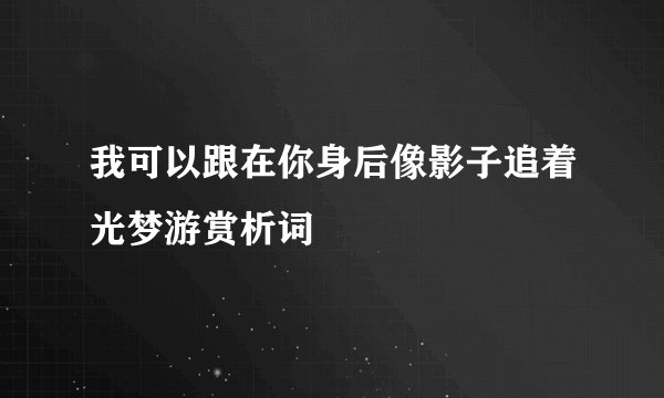 我可以跟在你身后像影子追着光梦游赏析词