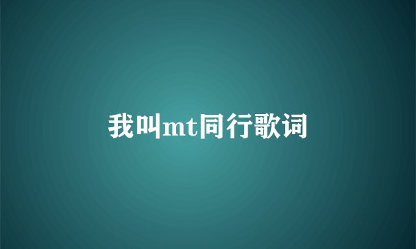 我叫mt同行歌词