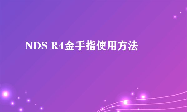 NDS R4金手指使用方法