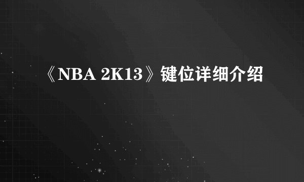 《NBA 2K13》键位详细介绍