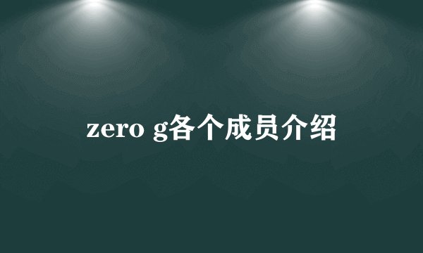 zero g各个成员介绍