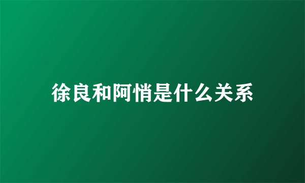 徐良和阿悄是什么关系