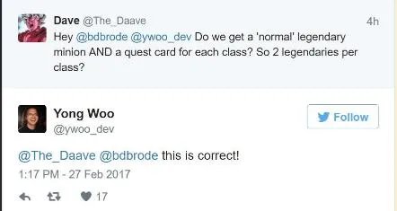 炉石传说蓝推:新扩展每个职业两张橙卡 添任务橙