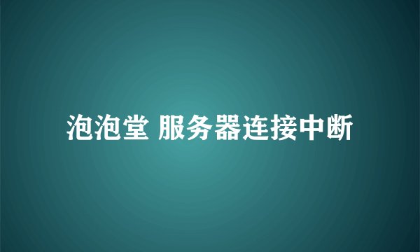 泡泡堂 服务器连接中断