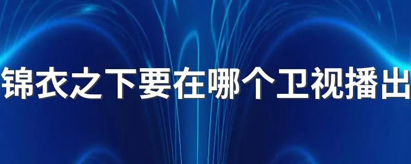 锦衣之下要在哪个卫视播出 锦衣之下什么时候上映哪个台播出
