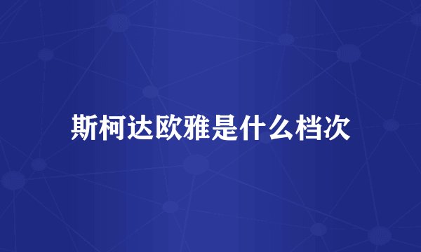 斯柯达欧雅是什么档次