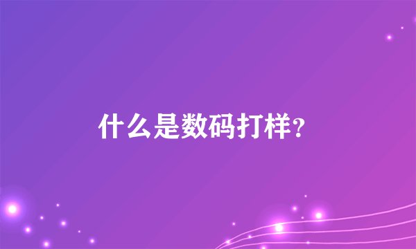 什么是数码打样？