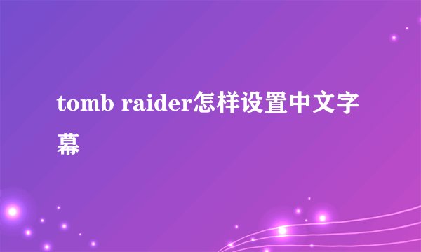 tomb raider怎样设置中文字幕