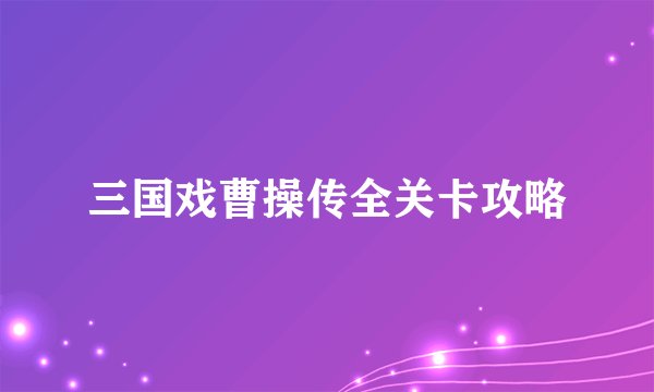 三国戏曹操传全关卡攻略