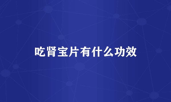 吃肾宝片有什么功效