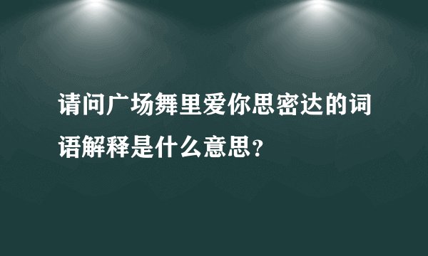 请问广场舞里爱你思密达的词语解释是什么意思？